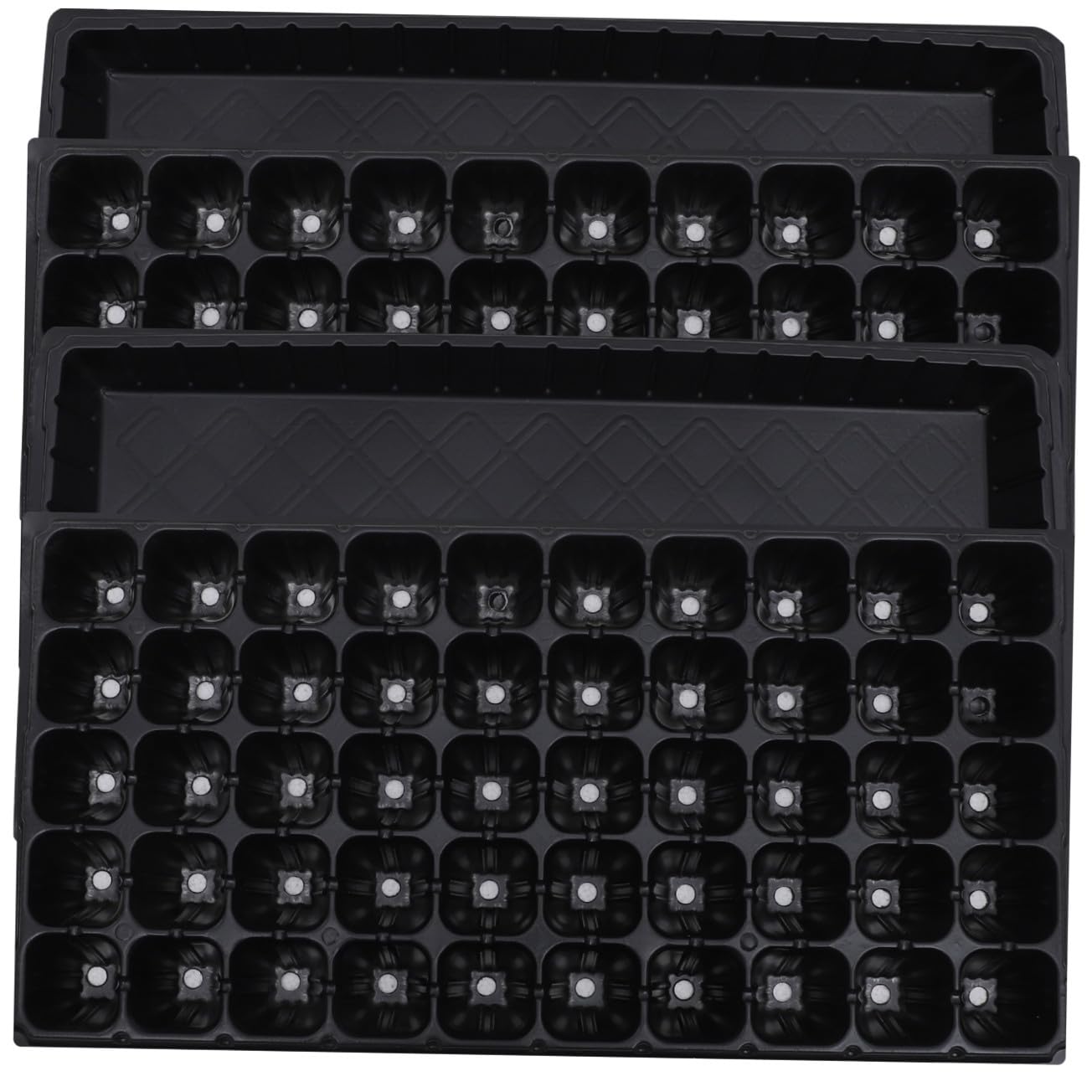 TOYANDONA Plateau de Germination Plateau de Culture Profond 4,5x4,5 Cm pour Plantes 50 Trous en Pet Noir 4 Pièces Accessoire Serrage de Jardin pour Propagation