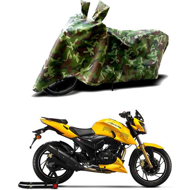 Image of 100% Water Resistant Bike Scooty Two Wheeler Body Cover Compatible for TVS Apache RTR 310 /UV-Rays /Heat Protection /Birds Dropping /Scratchproof /Dust Proof /Waterproof /All Varient[Green MJ]