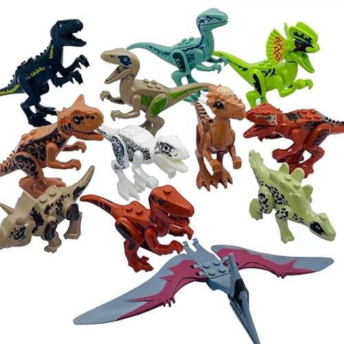 12Pcs Dinosaur Building Block Toys Sets For Kids 6-7-8 Year Old Boys Jurassic Park Theme Cool And Movable For Mini Figures Educational Gifts #TOP6