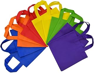 OccasionALL Reusable Gift Bags, Party Favors Bags with Handles for Holidays, Grocery, Shopping, Wrapping, Kids Birthdays, Goodies, Treats, Bulk, 6x6 Inches, 12 Pack