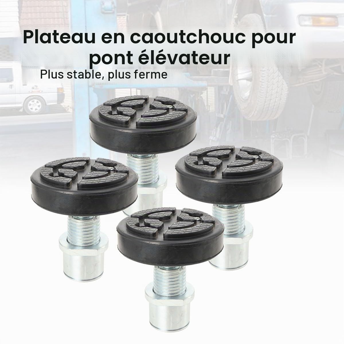 4pcs Pad Blocs pour Pont Elevateur, Coussinets de Cric en Caoutchouc, Bloc de Cric en Caoutchouc avec Filetage pour Lève-Voiture et Plate-Forme de Levage