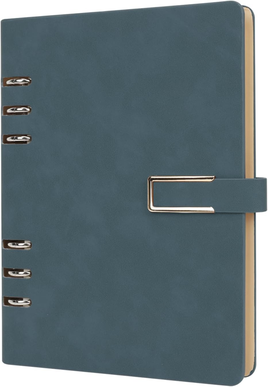 A5 PU Leather Notebook Binder - Leather A5 Binder 6 Ring Binder Notebook,Refillable Notebook A5 Planner Binder,with Thick Paper,Refillable 6 Round Ring Binder Cover for A5 Filler Paper (dark blue)