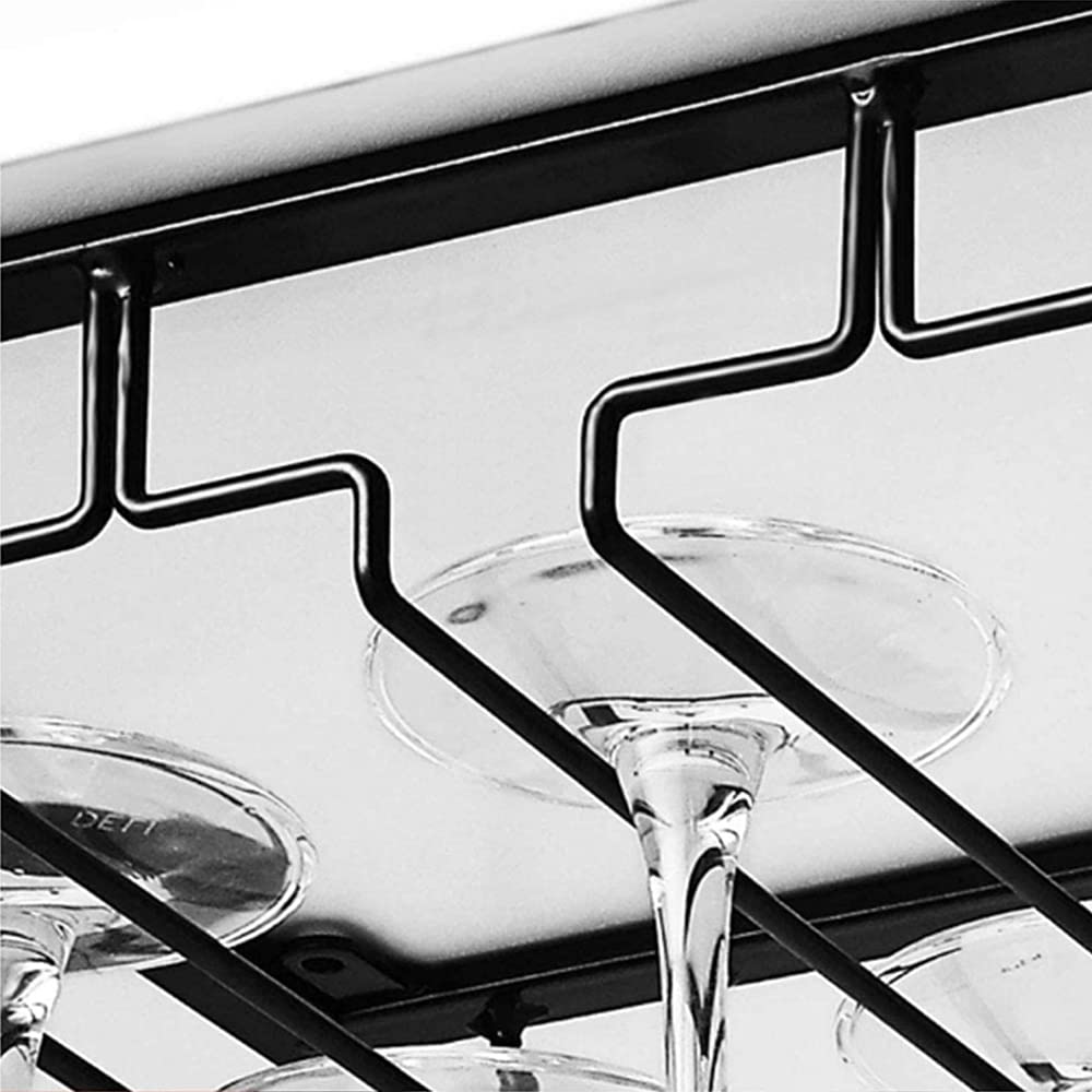 Soporte para copas colgantes – Portavasos con 6 rangos – Soporte para copas para el almacenamiento de 12-18 copas de vino (2)