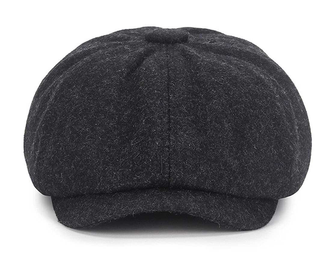 Maxpetus Beret for Middle-Aged and Elderly Men Octagonal Newsboy hat Flat hat Painter's hat (Black)