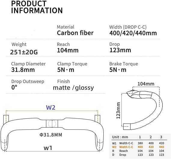Ultralight Carbon Fiber Road Gravel Bikes Drop Bar Super light carbon handlebar internal Bike Road Handlebar Cycling Drop Bars Winding Bicycle Bent Bar 31.8mm cycling handlebar(3K Glossy 400mm)