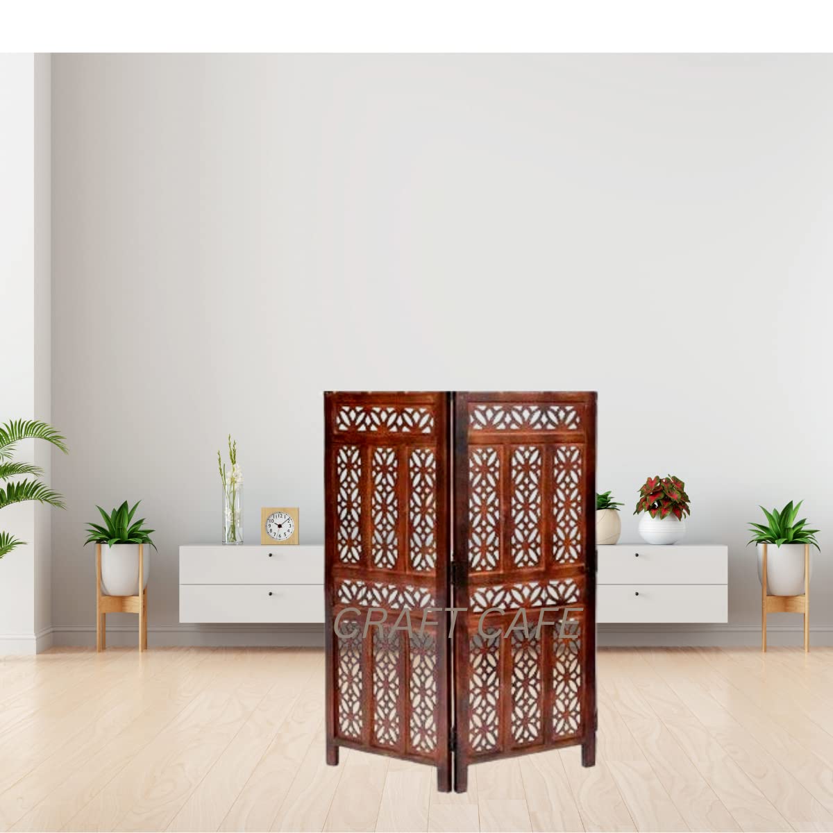 CRAFT CAFE Wooden Room Partition for Living Room, Wooden Room Divider 2 Panel 4 Feet, Wooden