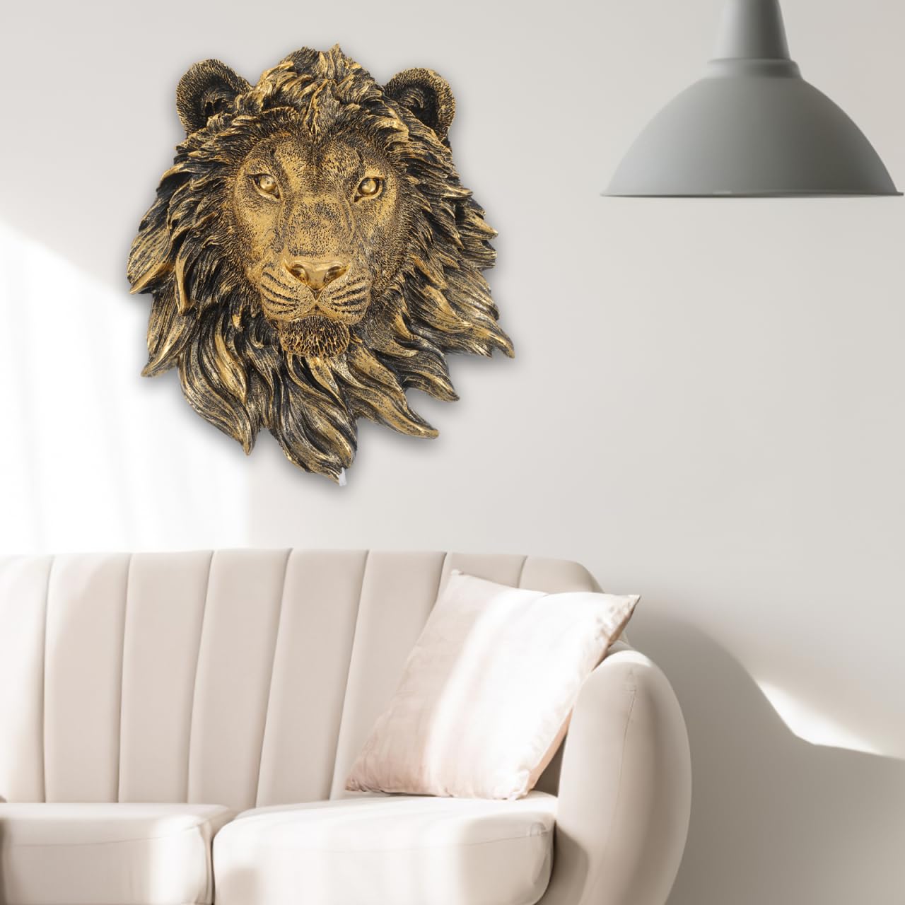 Veemoon Décoration murale en résine - Tête de lion en résine - Décoration murale - Décoration pour salas de casa