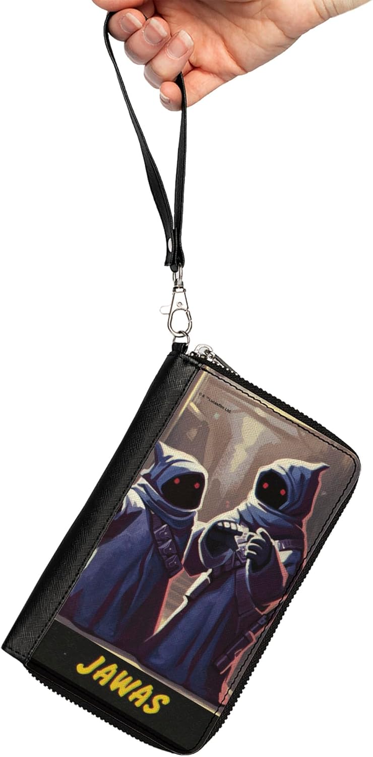 Buckle-Down Women's PU Zip Around Wallet Rectangle-Star Wars Jawa, 7.5"x4.5"