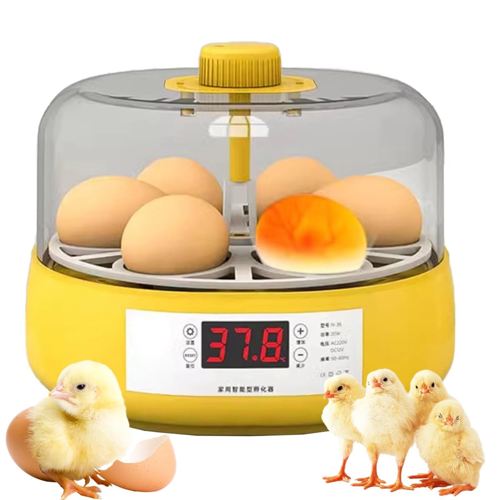 Black Automatic Incubator With Humidity Control, Incubators For Hatching Eggs, Automatic Turning, Led Lighting Egg Incubator, Can Accommodate 6 Eggs, Chick Brooder, Chicken, Duck, Quail, Bird
