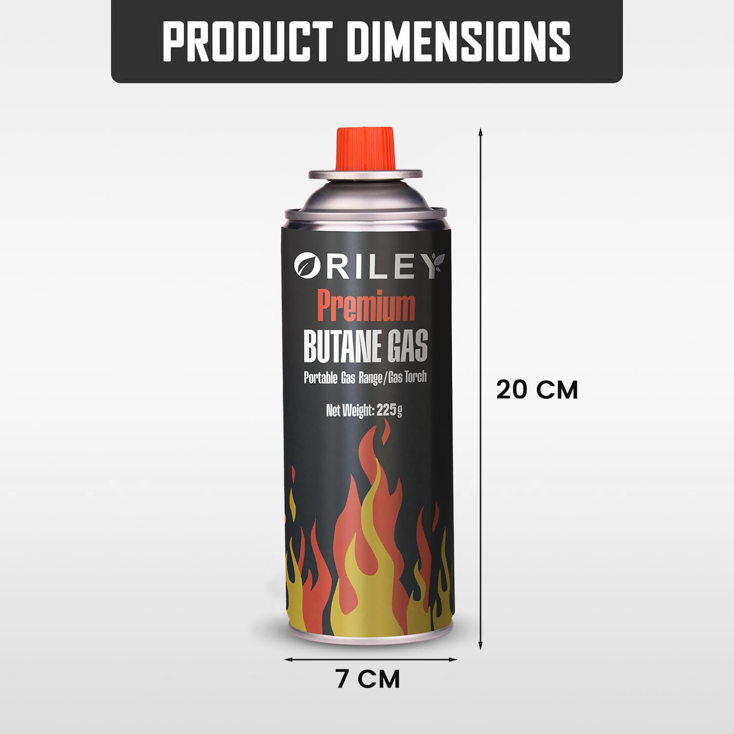 ORILEY 2 x 225g Butane Gas Canister Portable and High Pressure Refill Fuel Cartridges for Camping Stove Outdoor Cooking & Lighter Welding Torch Fogging Machine (Pack of 2) 1