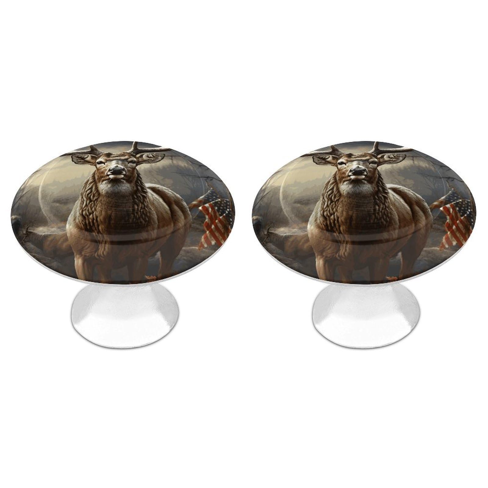 Vstadank Style Deer Hunting Season Drawer Knob Round Dresser Sturdy Drawer Pulls With Mounting Screws Kitchen Stainless Steel Modern Decorative Handles For Cupboard Closet Bathroom