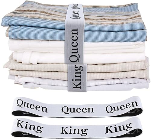 FGY Bandas elásticas de lino para organizar sábanas (King X 4, Queen X 4)