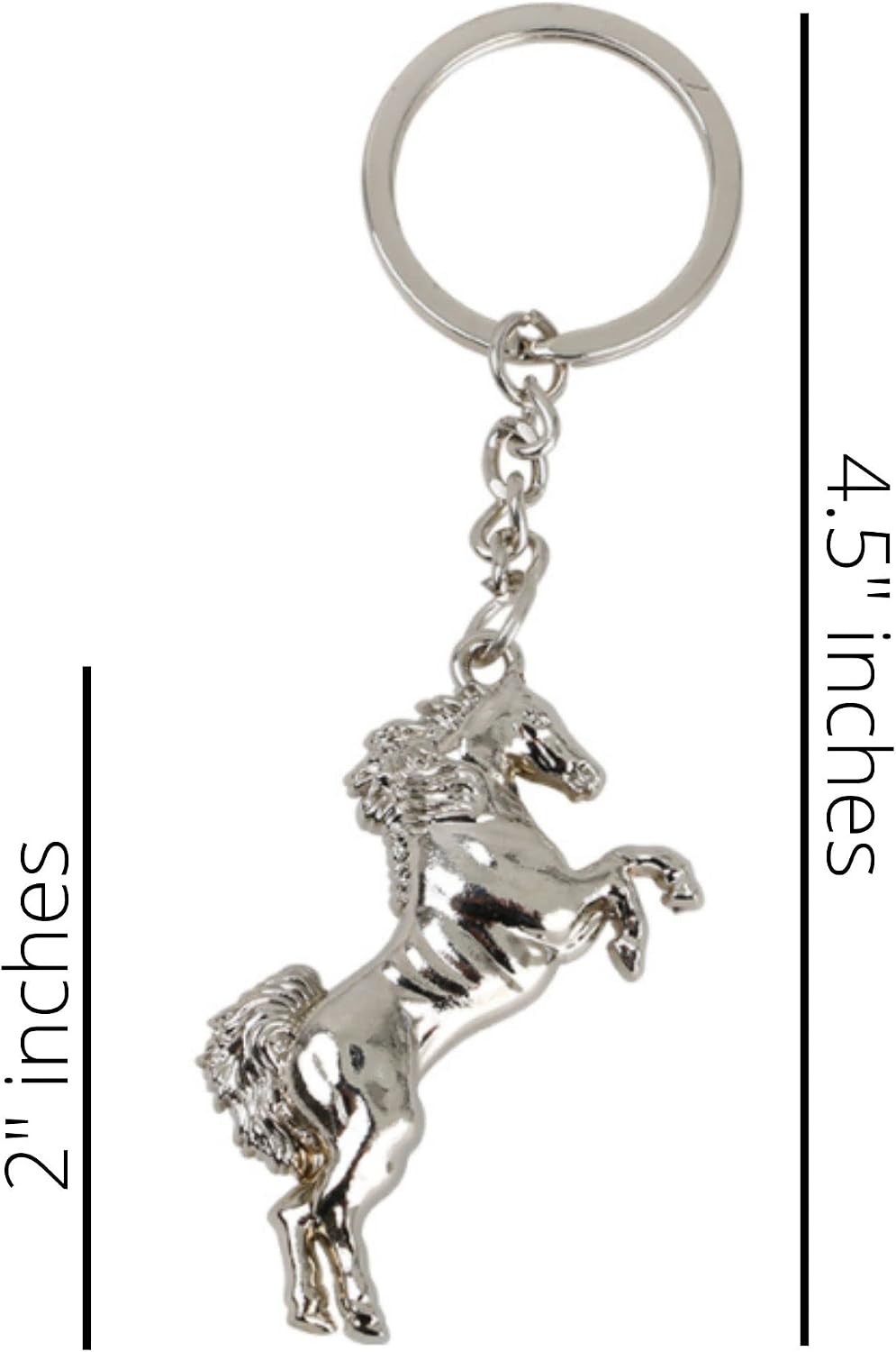 Lashicorn Silver Bucking Bronco Keychain - 4" Long, 10 Pack