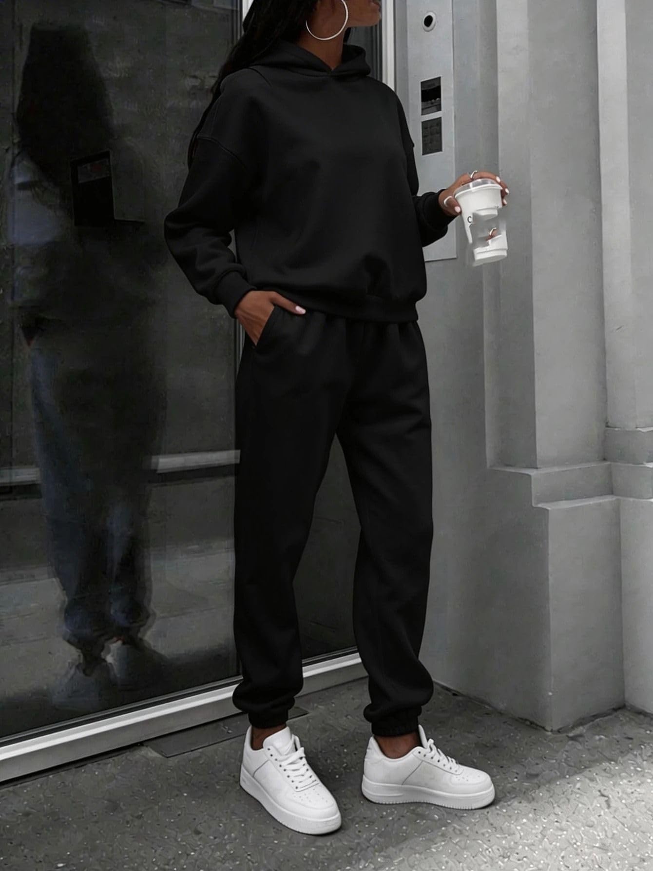 Ensemble 2 pièces sweat oversize pour femme, sweat et pantalon jogger loungewear