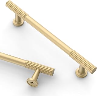 Asidrama 2 Pack 5 inch Brushed Gold Kitchen Cabinet Handles | Heavy-Duty Solid Zinc, 2 Screw Sizes, 5" Hole Center(128mm), Cupboards, Drawers, Dressers, Furniture, Hardware