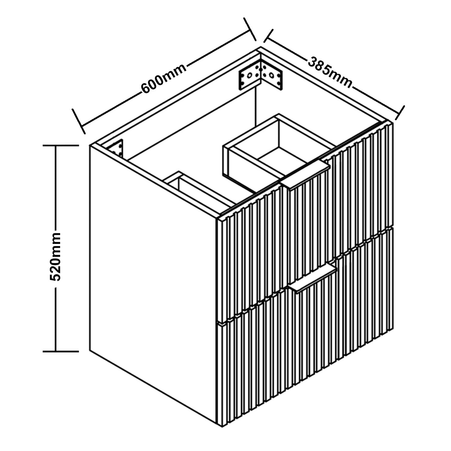 AICA Ensemble Meuble Salle de Bain 60cm avec Simple Vasque - 2 tiroirs Effet Noyer
