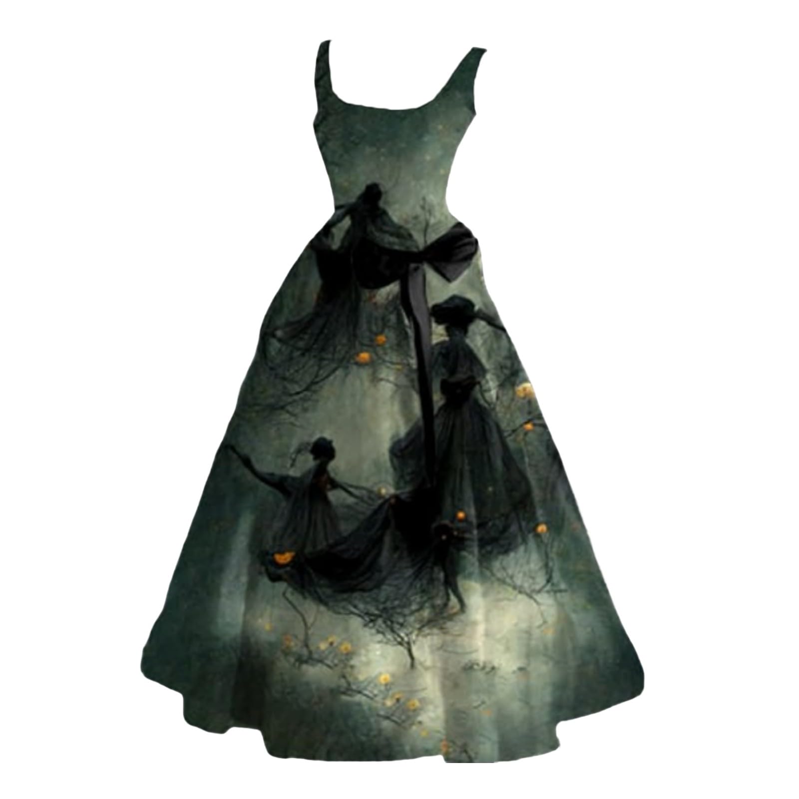 2026 Costume Halloween Femme évasée imprimé Sanglant Tunique sans Manches Cocktail invitées Mariage élégante Tenue cérémonie