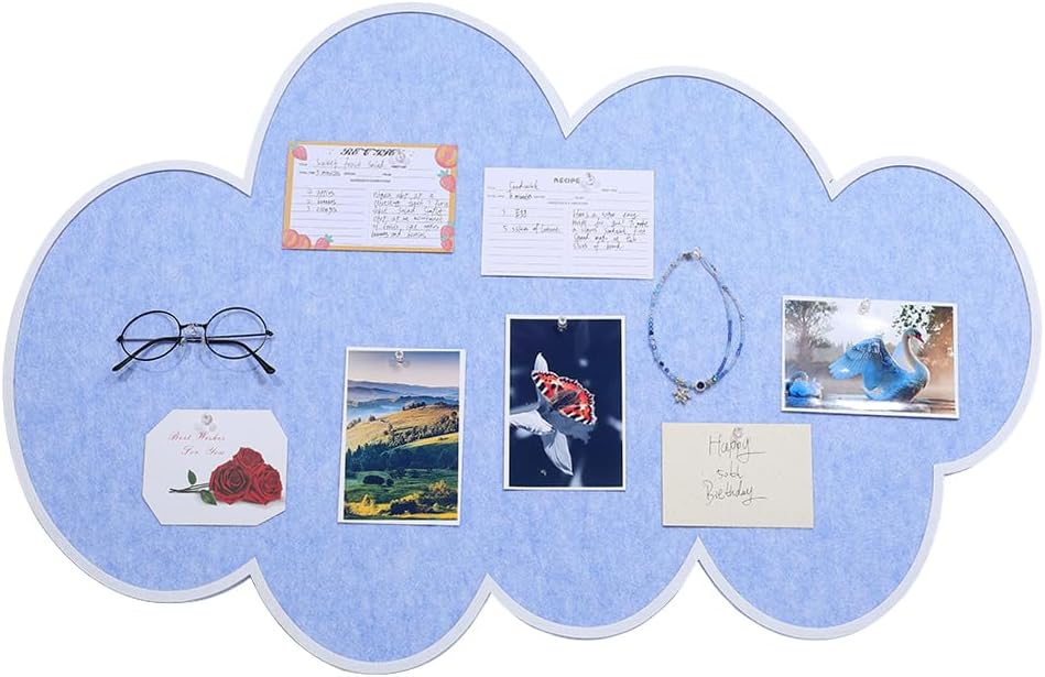 1Pcs Scalloped Felt Bulletin Board, 35.4x23.6Inch Large Felt Board with 20 Pushpins Picture Boards Foldable Bulletin Boards for Mother's Day Wall Decoration Home Office Display(Wheat)