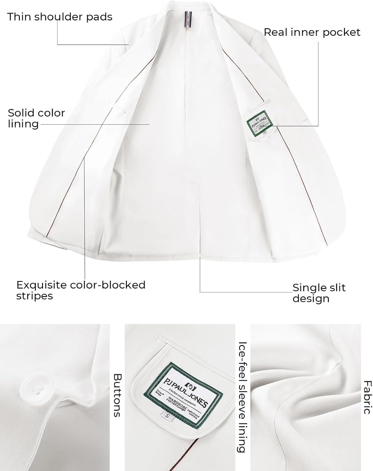 PJ PAUL JONES Men's Lightweight Sport Coat Casual One Button Blazer Breathable Sportcoat - Image 5