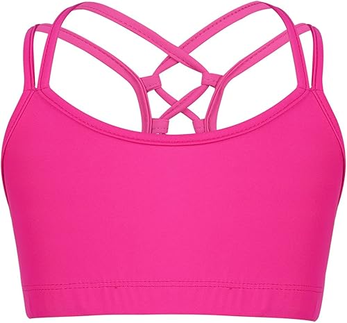 RUNQHUI Brasier deportivo de entrenamiento sólido para niñas, sin mangas, elástico, para ballet, baile, entrenamiento, gimnasia, ropa deportiva