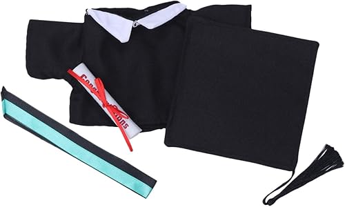 NOLITOY Juego de 2 piezas de muñeca de graduación universitaria para hacer tu graduación, Gabys Dollhouae, gorro de graduación de oso, vestido de