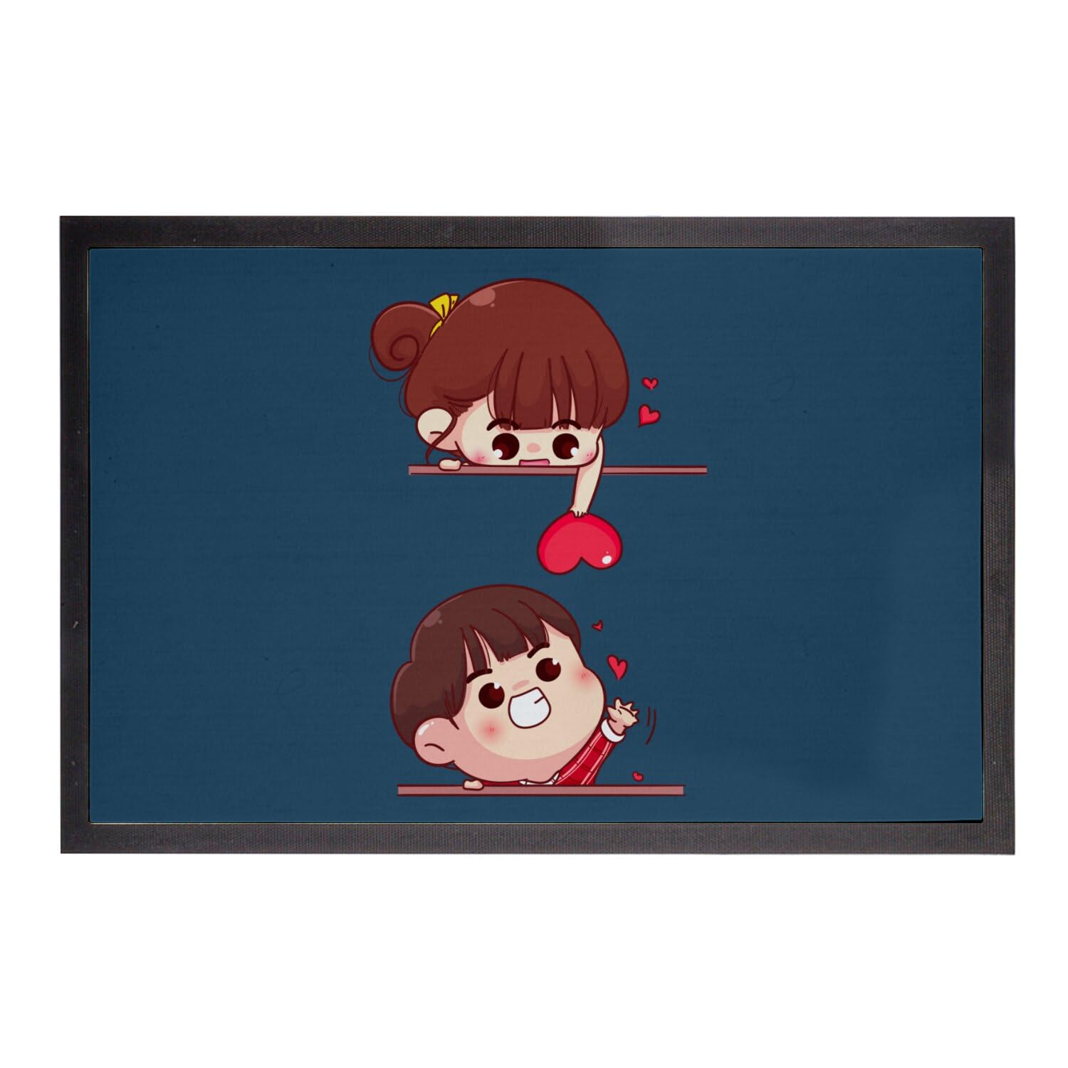 Paillasson bleu enfant et couple mignon tapis 60x40cm pour pas de porte et couloir d'appartement