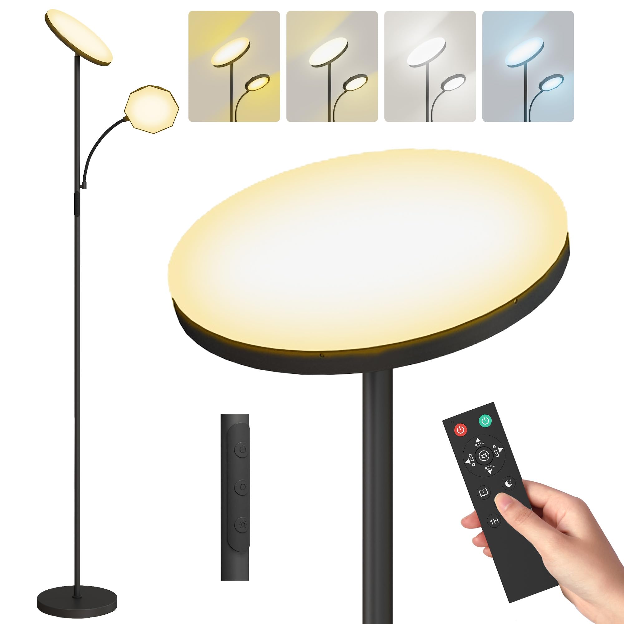 Homcom Unisex Black Floor Lamp For Living Room, Standing Lamp With 4 Scene Modes,