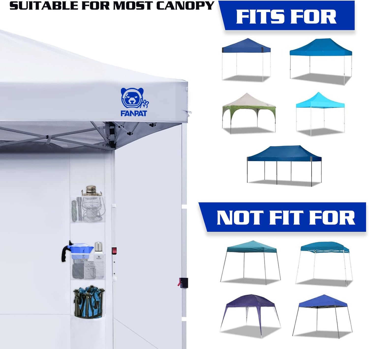 Instant Canopy Tent SideWalls with 6 Pockets for 10x10 FT Pop Up Canopy, 210D Polyester Waterproof(3PCS Sidewall Only, Canopy Tent NOT Included) Instant Canopy Tent SideWalls with 6 Pockets for 10x10 FT Pop Up Canopy, 210D Polyester Waterproof(3PCS Sidewall Only, Canopy Tent NOT Included)