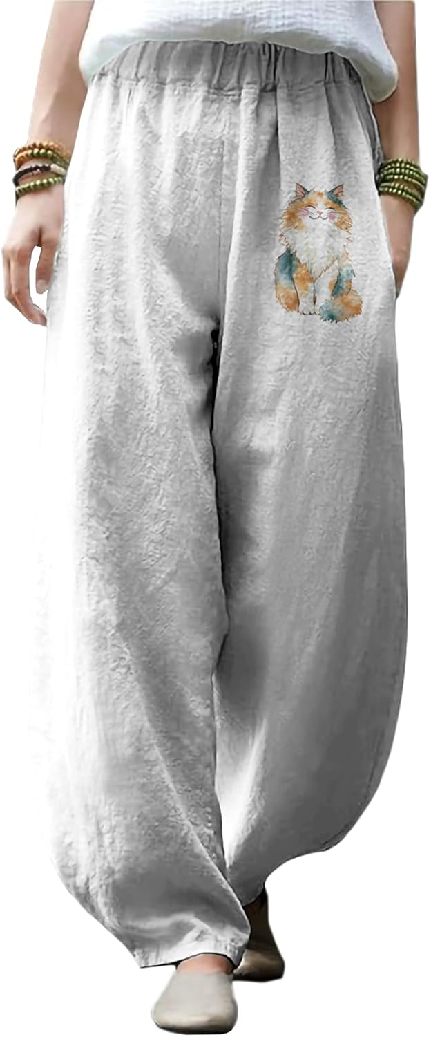 Women Pants Casual Breathable Lightweight Pants with Pockets Comfy Fit Work Trouser...