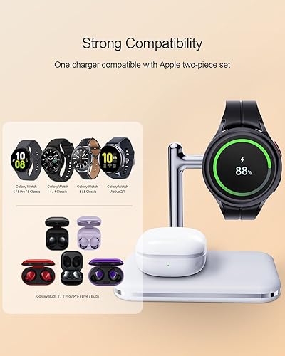 Miniatura 4 de Soporte de carga 2 en 1 para Samsung Watch y auriculares, base de carga plegable compatible con Galaxy Watch 76 ClassicWatch 55 Pro5 Classic43Active