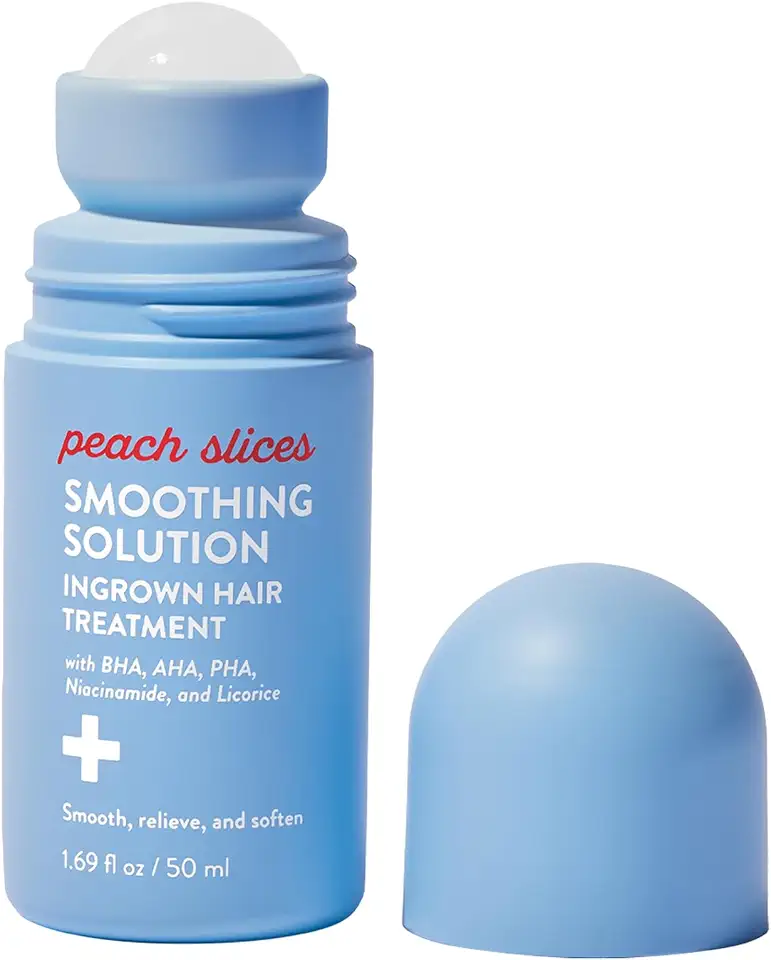 Peach Slices - Smoothing Solution Ingrown Hair Treatment (1.69 oz) - Smooth, Relieve, Soften Skin - 360 Roller - BHA, AHA, PHA, Niacinamide, Licorice - Vegan &amp; Cruelty Free - Korean Skin Care &amp; Beauty