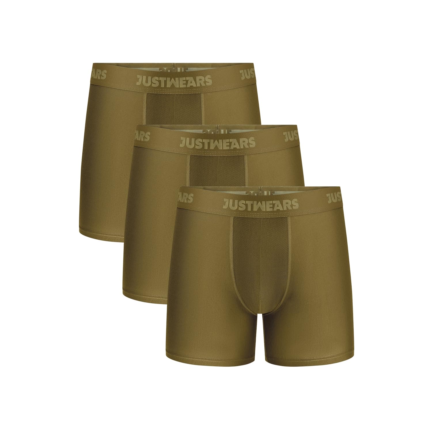 JustWears Men's Boxer Briefs Everyday 3 Pack in Olive, MicroModal Air, Seamless, Tag-less Design (UK, Alpha, L, Regular, Regular)