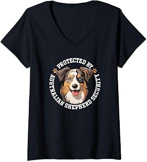Protected by Australian Shepherd Security V-Neck T-Shirt