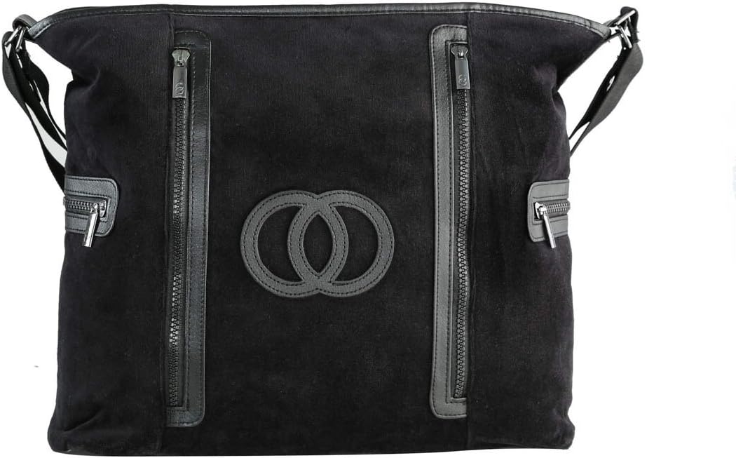 Cozy Coop Black Velour Diaper Bag