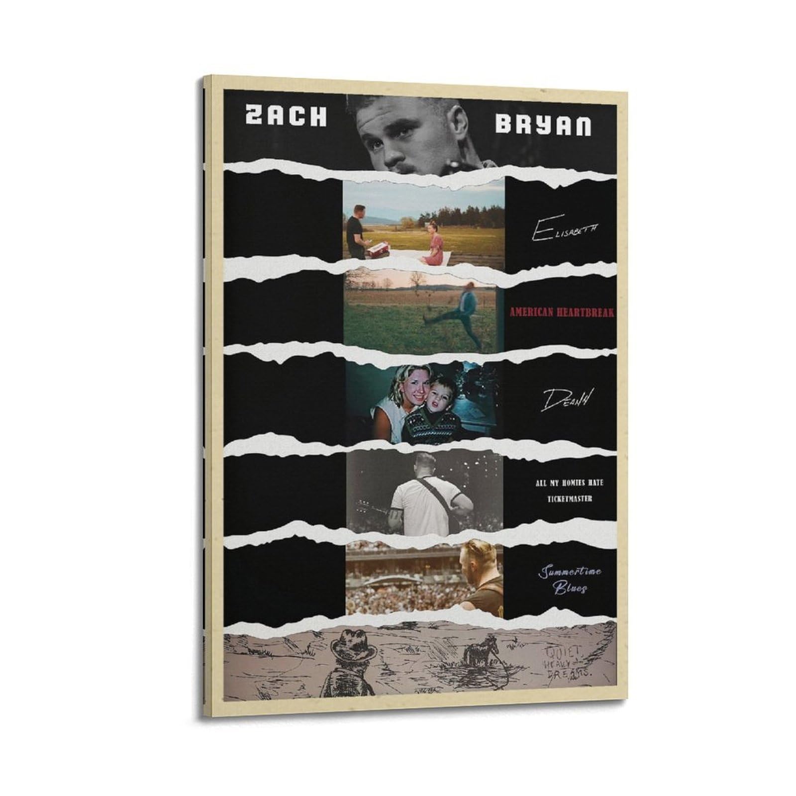 FDRPMHC Zach Bryan Poster Elisabeth Album Canvas Wall Art Decor Living Room Modern Family Bedroom 12x18inch(30x45cm) Frame-style