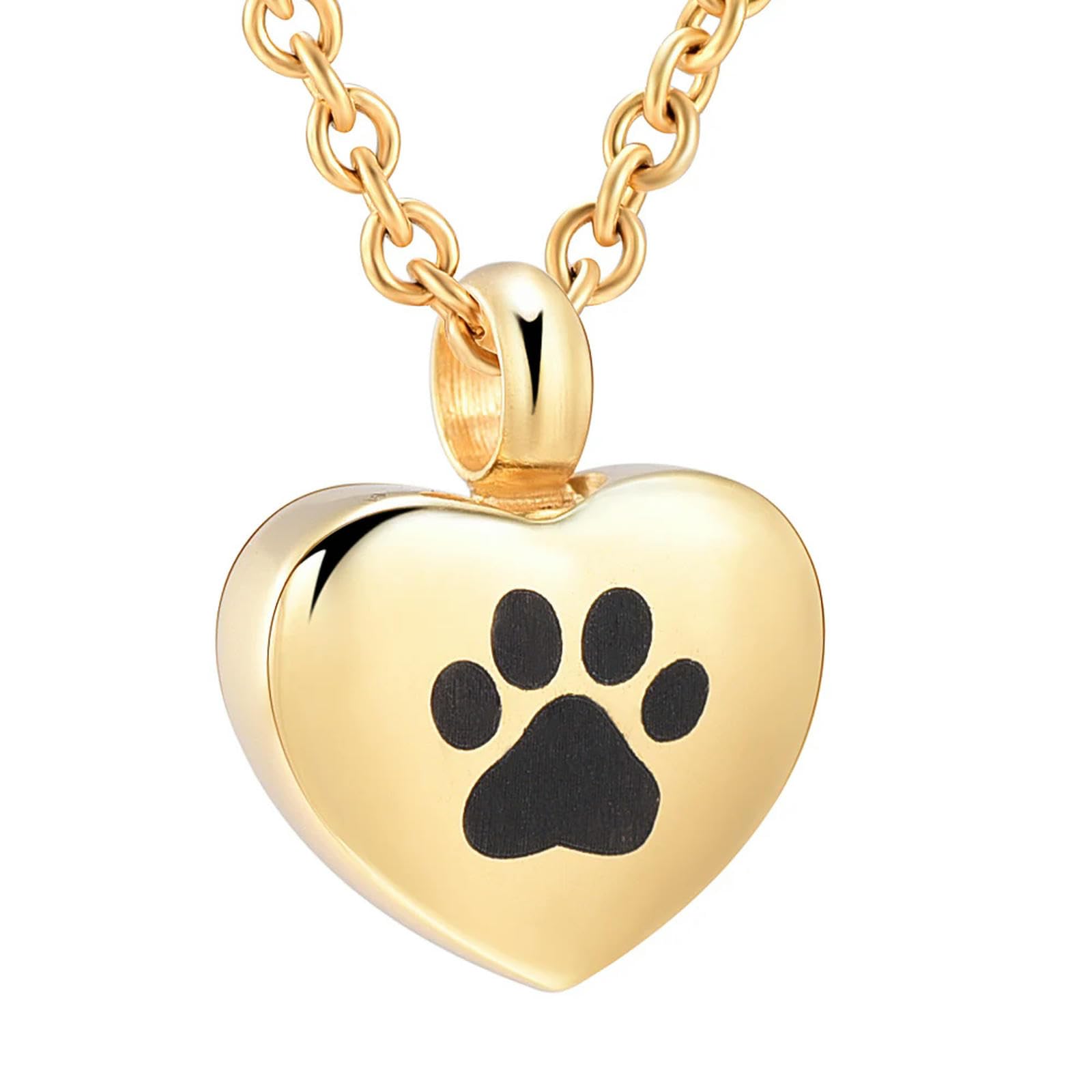 Collier souvenir pour cendres d'animaux, pendentif urne cœur empreinte pour de doux souvenirs