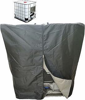 IBC Tote Cover with Zipper On One Side, Foil Cover Sun Protective Hood for Rain Water Tank 1000 L(275 Gallon) IBC Container Black