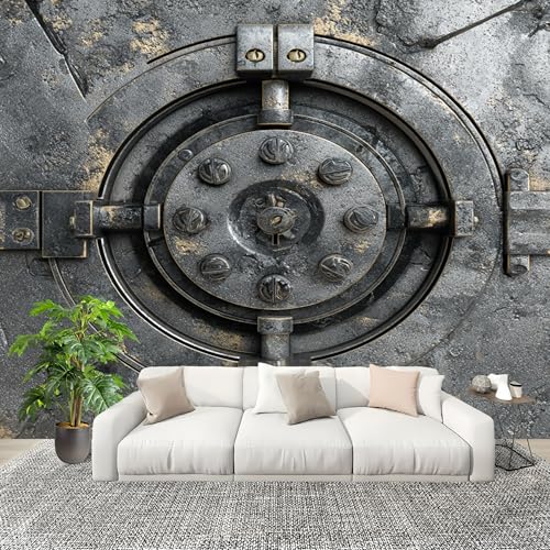 3D Créatif Papier Peint Panoramico Metal Con Textura Industrial Décoration De La Maison Papel Tapiz Imperméable Murales 250X175 cm Plata Amovibles ExtraíBle Para Despegar Y Pegar Fotomurales