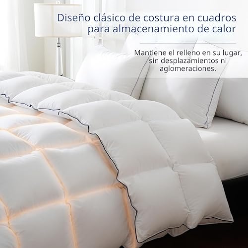 Miniatura 5 de DOWNCOOL Edredón de fibra de plumón tamaño King, 100% algodón, ultra suave, esponjoso, relleno de edredón King, edredón de lujo para todas las