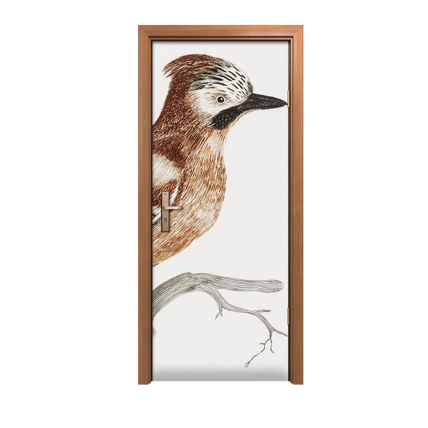 Autocollant de porte branche d'oiseaux Coloray 80x200cm pour décoration murale