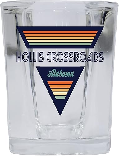 Hollis Crossroads Alabama - Vaso de licor con base cuadrada de 2 onzas, diseño retro