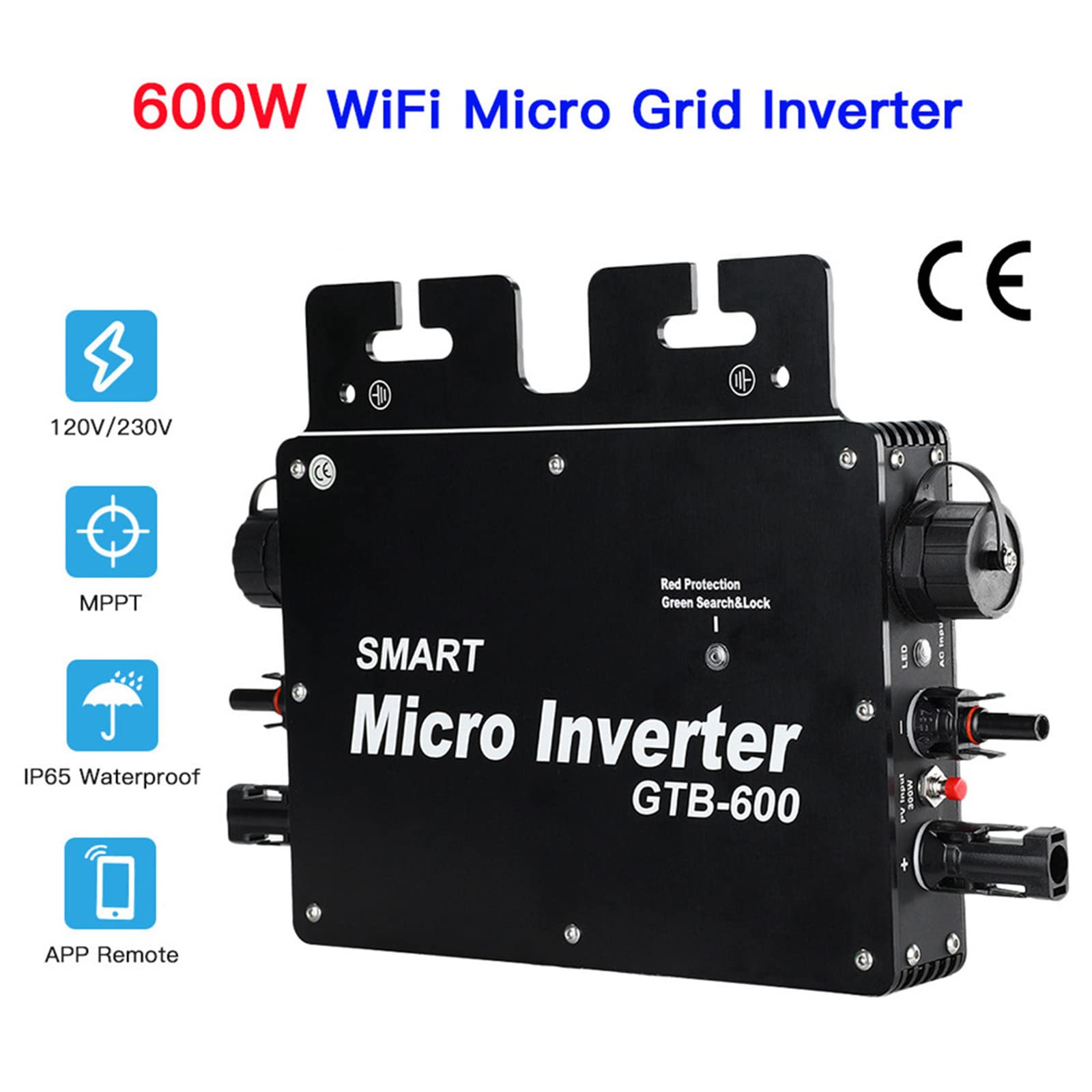 Inverter Solare 600W Grid Tie IP65 - Micro Inverter MPPT Impermeabile Per Pannelli Solari - Foto 7