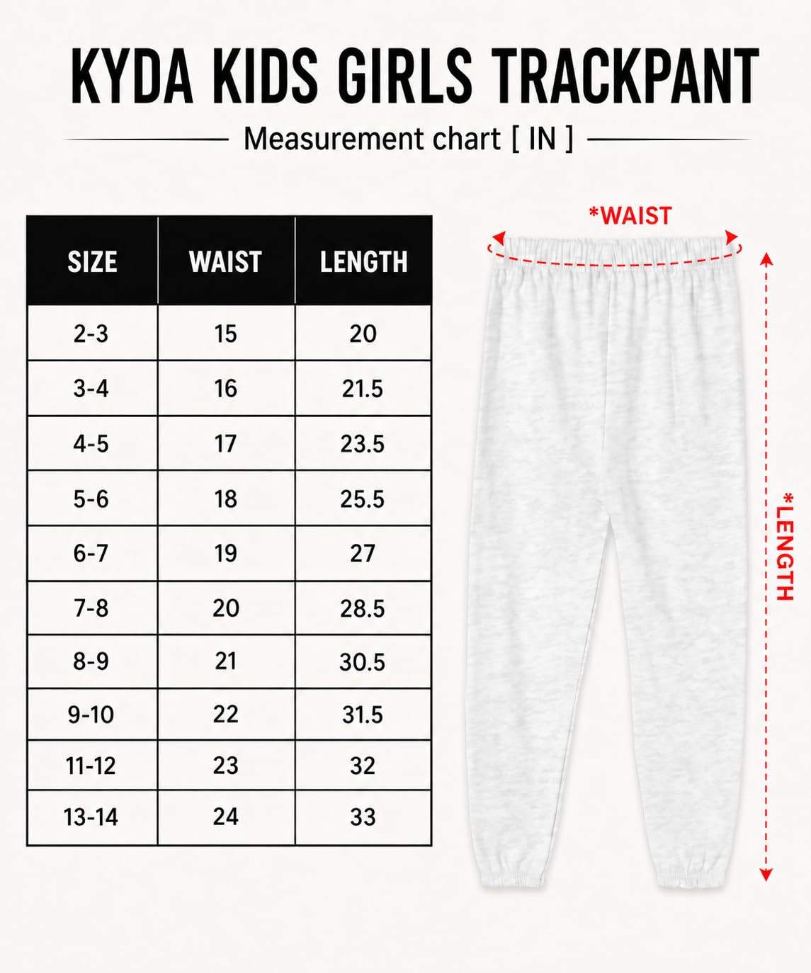 KYDA KIDS® Pantalones deportivos para niñas de tiro medio, 100 % algodón puro, ajuste regular, cintura elástica, ropa casual, pantalones suaves y cómodos para niños (paquete de 2)