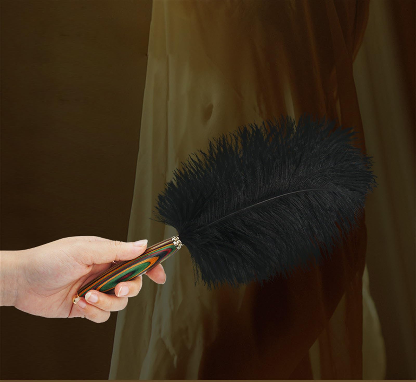 Jeu de rôle Chatouiller Romantique Flirter Plume SM Couple Sex Toys Formation Jouets Plume D'autruche Teasing Jouets avec Manche Court En Bois Coloré