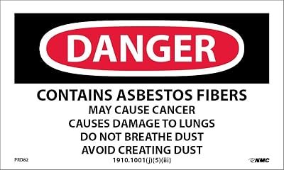 National Marker Corp. PRD82 Labels, Danger Contains Asbestos, 3 Inch X 5 Inch, PS Paper, 500/Rl