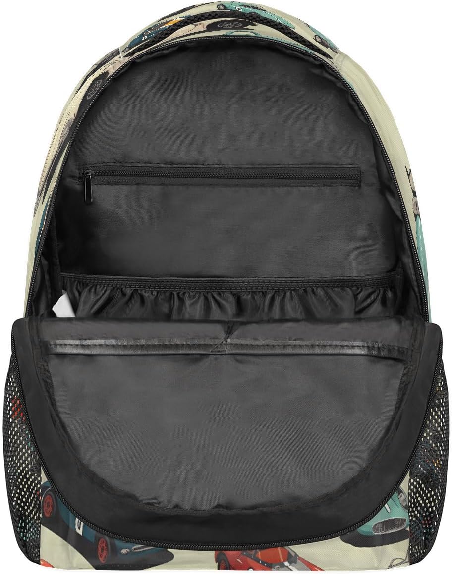 School Backpack Cool Race Cars Pattern Bookbag for Kids image 5