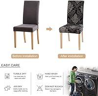 Vista 4 de SearchI Juego de 6 fundas impermeables para sillas Parsons de comedor, fundas elásticas para sillas Parsons extraíbles y lavables, fundas
