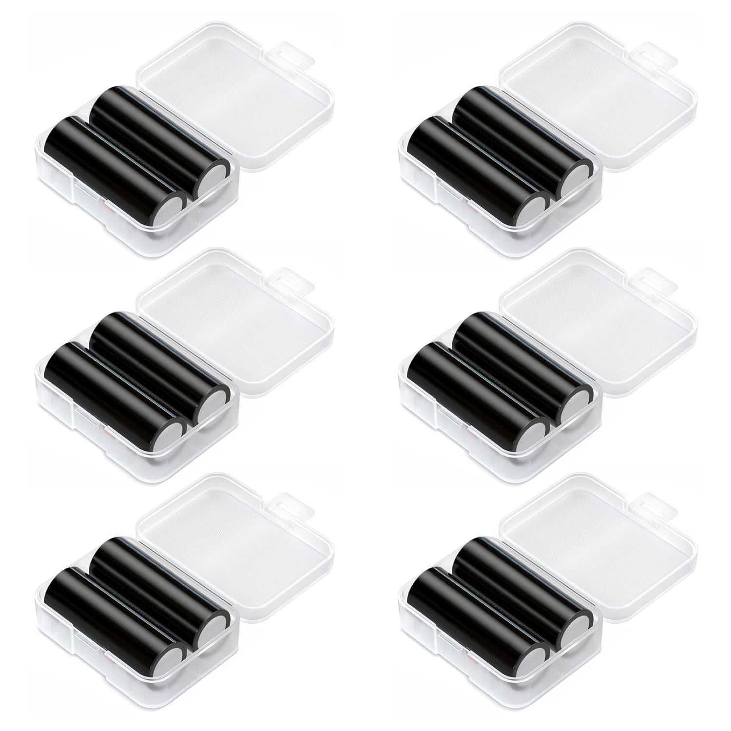 XYRSTOLR 6Pcs 18500 Battery Storage Case Box Organizer 2 Capacity Transparent Battery Storage Box Case Organizer for 18500 Battery