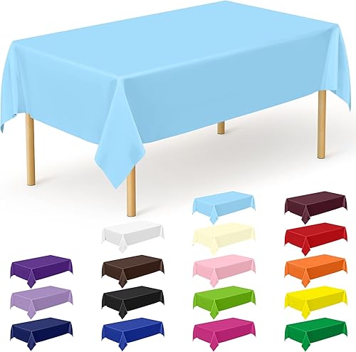 Miniatura 94 de Paquete de 4 manteles desechables de plástico para fiestas, 54" x 108" manteles rectangulares blancos y dorados, mantel impermeable para mesas Punto