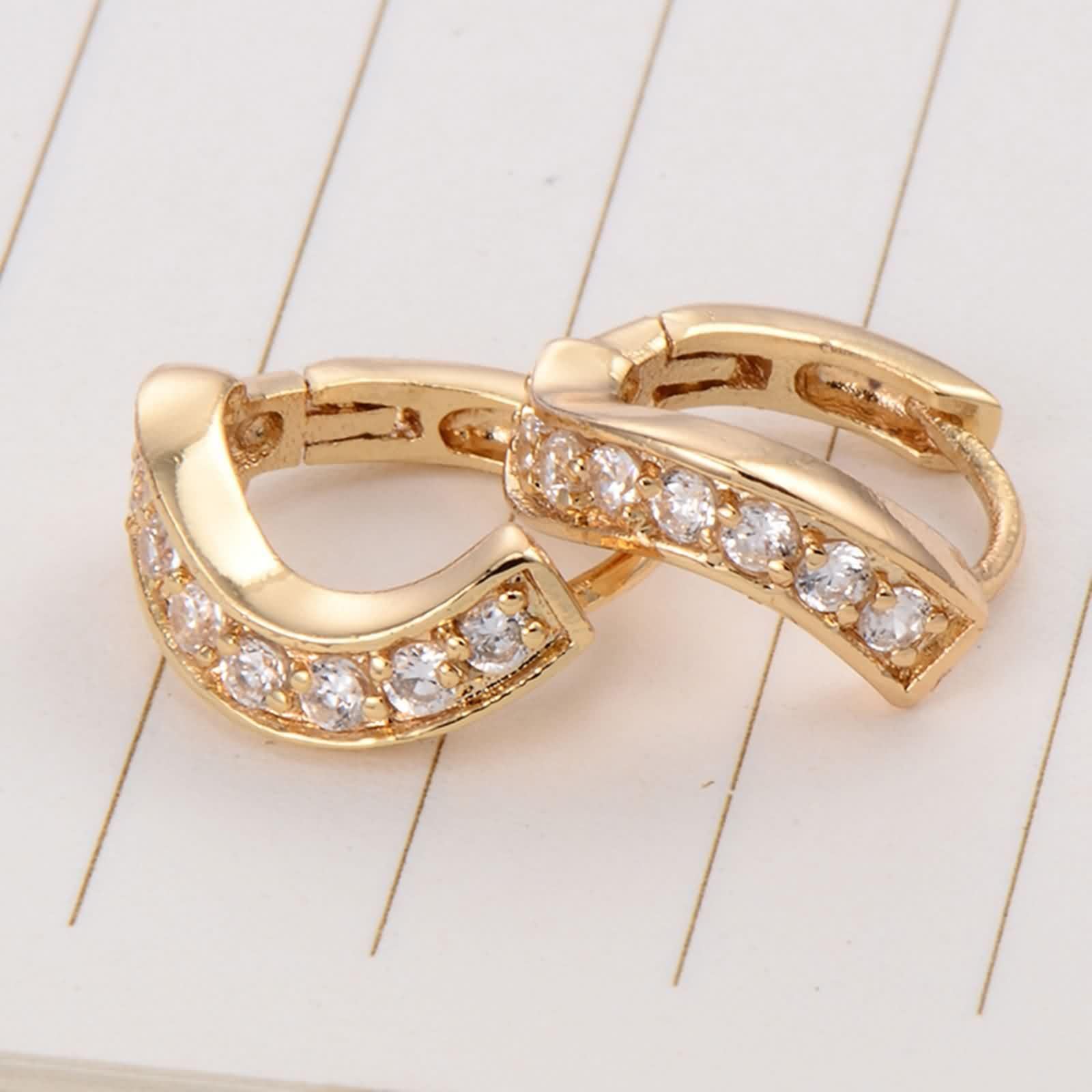 AMDXD Pendientes de aro para mujer de oro amarillo 585 de 14 quilates con moissanita, pendientes de aro de oro Au585 para mujer pequeños
